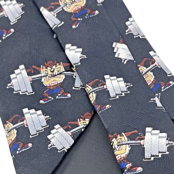 Looney Tunes Mania Tasmanian Devil Power Lifter Tie Black Vintage - Picture 11 of 12